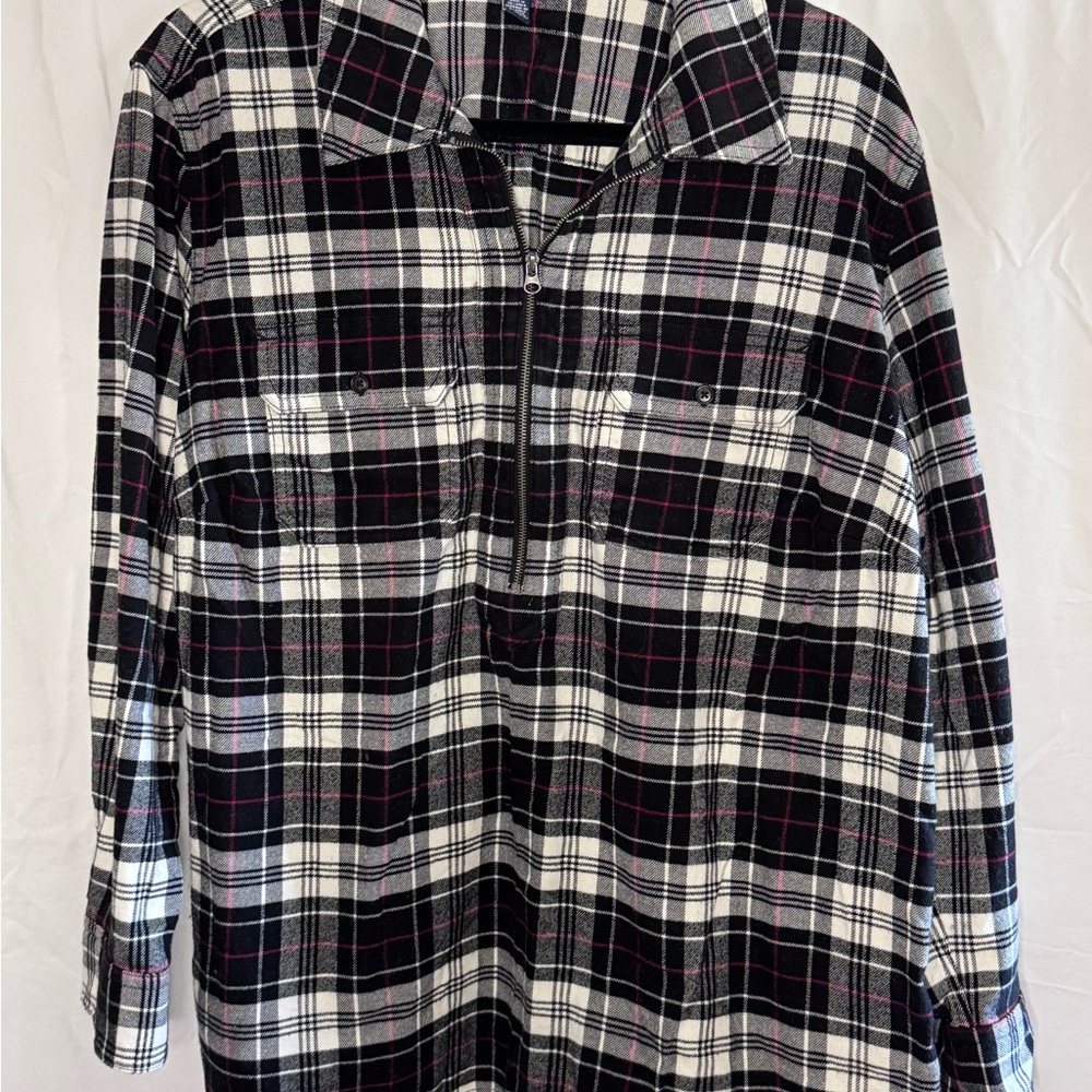 Chaps 1/4 zip Flannel Shirt with Red Accents Size 2X